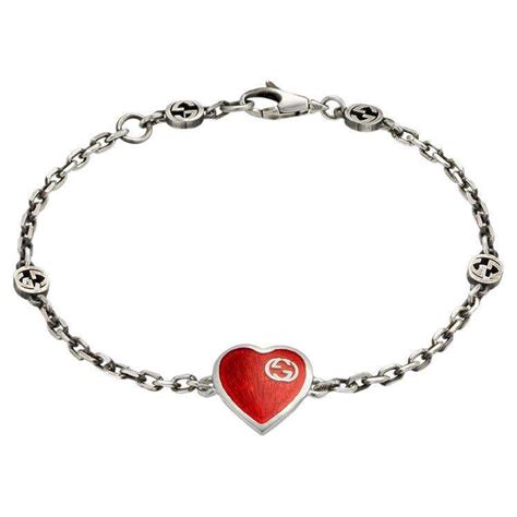 bracciale gucci argento cuore|Bracciale Gucci Con Cuore E GG .